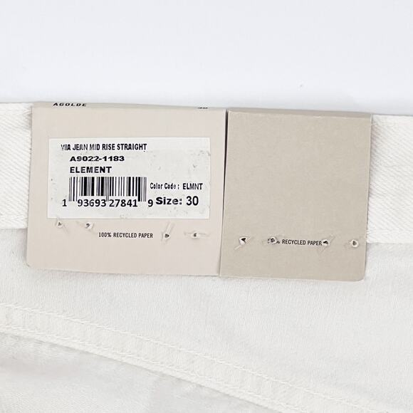 AGOLDE Mia Mid Rise Straight Jeans Women’s 30 White Element NWT - Picture 5 of 7